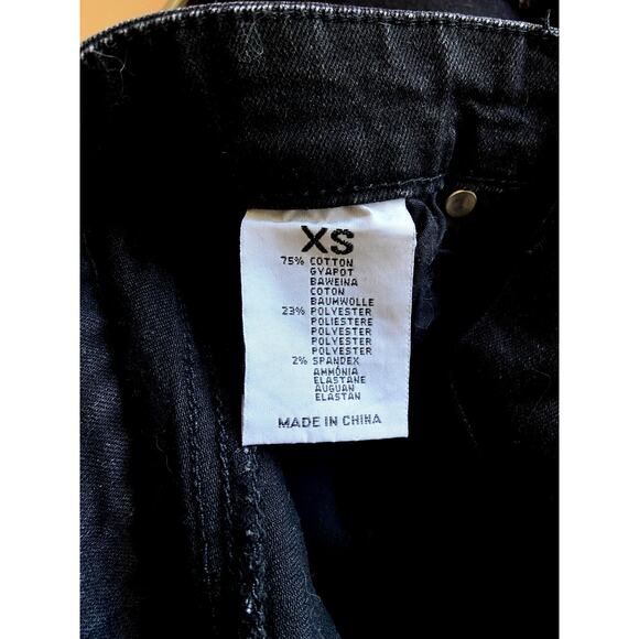 Canton Walker Black Denim Distressed Hem Jean Mini Skirt XS Festival Western - Picture 9 of 9